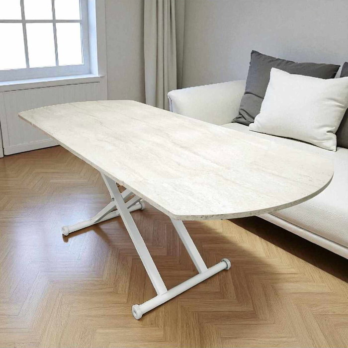 Hanah Home Mesa de Comedor Yan Yari Oval Extensible - Travertino y Blanco Hanah Home Mesa de Comedor Yan Yari Oval Extensible - Travertino y Blanco